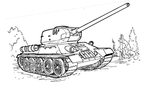 T 34 Tank Coloring Page